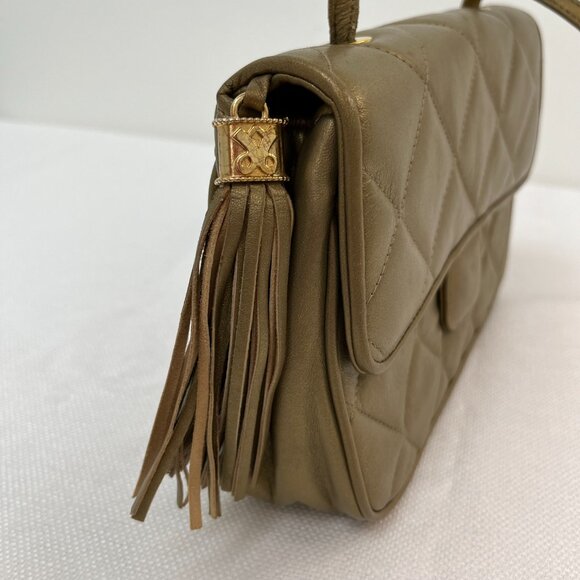 VINTAGE Jay Herbert New York Gold Quilted Leather Crossbody Shoulder Bag Purse - Picture 5 of 14